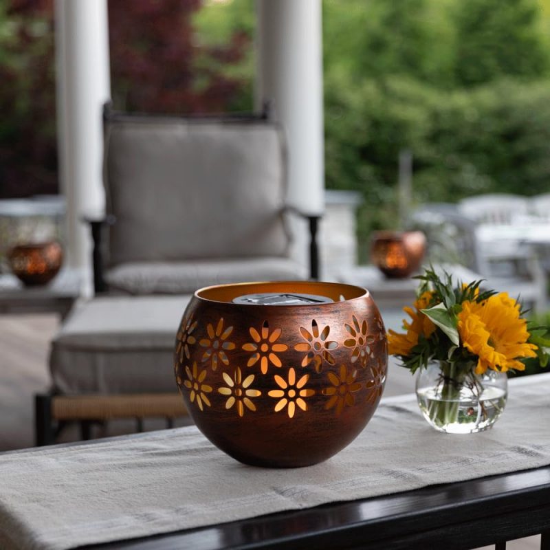 Stunning Solar Lantern Design - Enjoy the warm, imitation fire glow of this solar lantern, perfect for enhancing your backyard, landscape, patios, decks, and even indoor spaces. All season use. Extended Use High Power Solar Rechargeable Battery - With a 600 mAh 3.7V li-ion battery, this solar lantern provides over 8 hours of bright, consistent light, ensuring your outdoor areas shine throughout the night. 8” Metal Decorative Bowl - The Solar Fire Bowl features a stylish metal design, adding a touch of sophistication to your outdoor garden decor while serving as a functional solar table lamp, lantern and garden decor. Durable Waterproof Solar Lamp - Crafted with fully waterproof and weatherproof ABS housing, this solar lantern is built to withstand the elements, making it an ideal choice for patio and garden decorations outdoors. Heavyweight and Long-Lasting - Designed for durability, this solar lantern is heavy-weight and built to last, ensuring it remains a staple in your outdoor lighting for years to come.