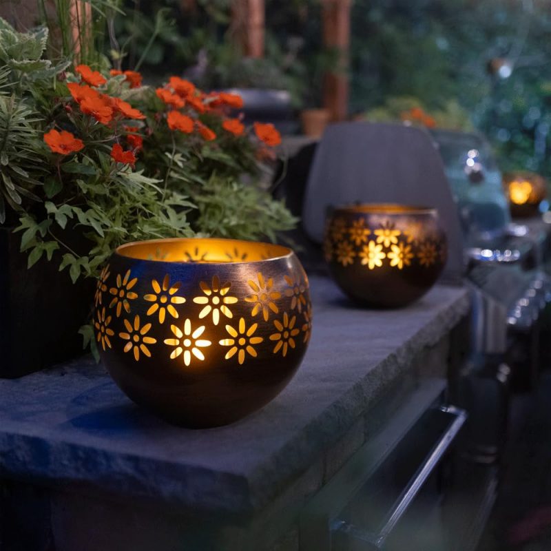 Stunning Solar Lantern Design - Enjoy the warm, imitation fire glow of this solar lantern, perfect for enhancing your backyard, landscape, patios, decks, and even indoor spaces. All season use. Extended Use High Power Solar Rechargeable Battery - With a 600 mAh 3.7V li-ion battery, this solar lantern provides over 8 hours of bright, consistent light, ensuring your outdoor areas shine throughout the night. 8” Metal Decorative Bowl - The Solar Fire Bowl features a stylish metal design, adding a touch of sophistication to your outdoor garden decor while serving as a functional solar table lamp, lantern and garden decor. Durable Waterproof Solar Lamp - Crafted with fully waterproof and weatherproof ABS housing, this solar lantern is built to withstand the elements, making it an ideal choice for patio and garden decorations outdoors. Heavyweight and Long-Lasting - Designed for durability, this solar lantern is heavy-weight and built to last, ensuring it remains a staple in your outdoor lighting for years to come.