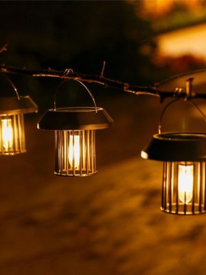 Solar Garden Light Outdoor Waterproof Garden Decor Camping Pendant Light Filament Small Hanging Lamp Vintage Wall Light