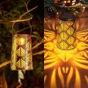 Solar Hanging Lantern Outdoor Courtyard Light Landscape Balcony Home Decorative Garden Retro Iron Lantern