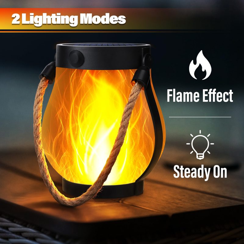 Solar Jute Flame Light USB Rechargeable Outdoor Courtyard Decoration Waterproof Hanging Multi-Functional Lighting