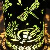 Outdoor Dragonfly Hollow Solar Projection Lantern Waterproof LED Garden Decor Hanging Light Landscape Atmosphere Light
