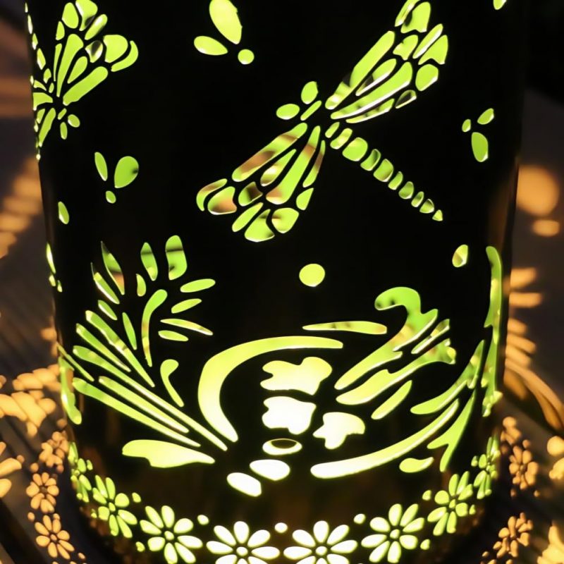 Outdoor Dragonfly Hollow Solar Projection Lantern Waterproof LED Garden Decor Hanging Light Landscape Atmosphere Light