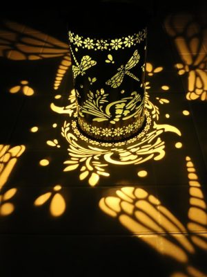 Outdoor Dragonfly Hollow Solar Projection Lantern Waterproof LED Garden Decor Hanging Light Landscape Atmosphere Light