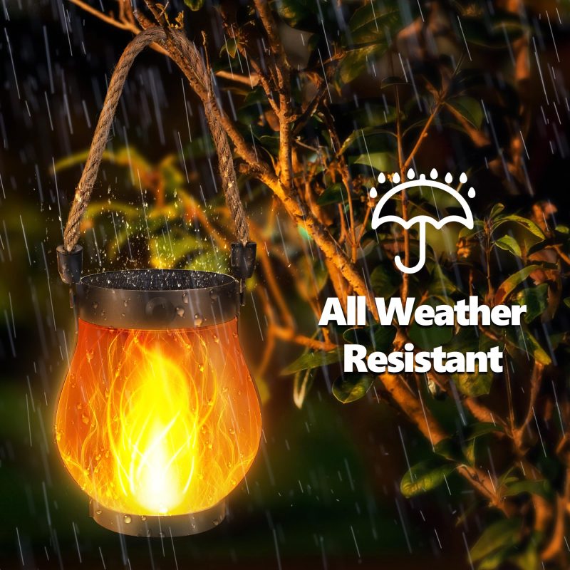 Solar Jute Flame Light USB Rechargeable Outdoor Courtyard Decoration Waterproof Hanging Multi-Functional Lighting