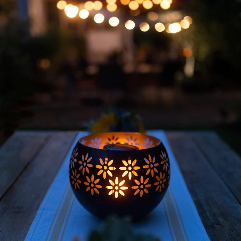 Stunning Solar Lantern Design - Enjoy the warm, imitation fire glow of this solar lantern, perfect for enhancing your backyard, landscape, patios, decks, and even indoor spaces. All season use. Extended Use High Power Solar Rechargeable Battery - With a 600 mAh 3.7V li-ion battery, this solar lantern provides over 8 hours of bright, consistent light, ensuring your outdoor areas shine throughout the night. 8” Metal Decorative Bowl - The Solar Fire Bowl features a stylish metal design, adding a touch of sophistication to your outdoor garden decor while serving as a functional solar table lamp, lantern and garden decor. Durable Waterproof Solar Lamp - Crafted with fully waterproof and weatherproof ABS housing, this solar lantern is built to withstand the elements, making it an ideal choice for patio and garden decorations outdoors. Heavyweight and Long-Lasting - Designed for durability, this solar lantern is heavy-weight and built to last, ensuring it remains a staple in your outdoor lighting for years to come.