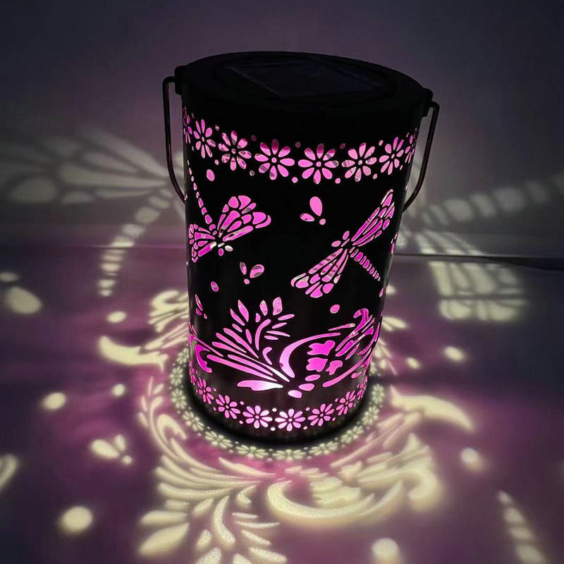 Outdoor Dragonfly Hollow Solar Projection Lantern Waterproof LED Garden Decor Hanging Light Landscape Atmosphere Light
