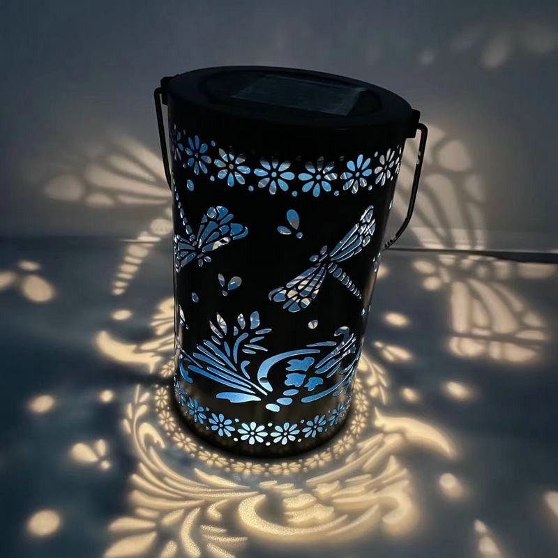 Outdoor Dragonfly Hollow Solar Projection Lantern Waterproof LED Garden Decor Hanging Light Landscape Atmosphere Light