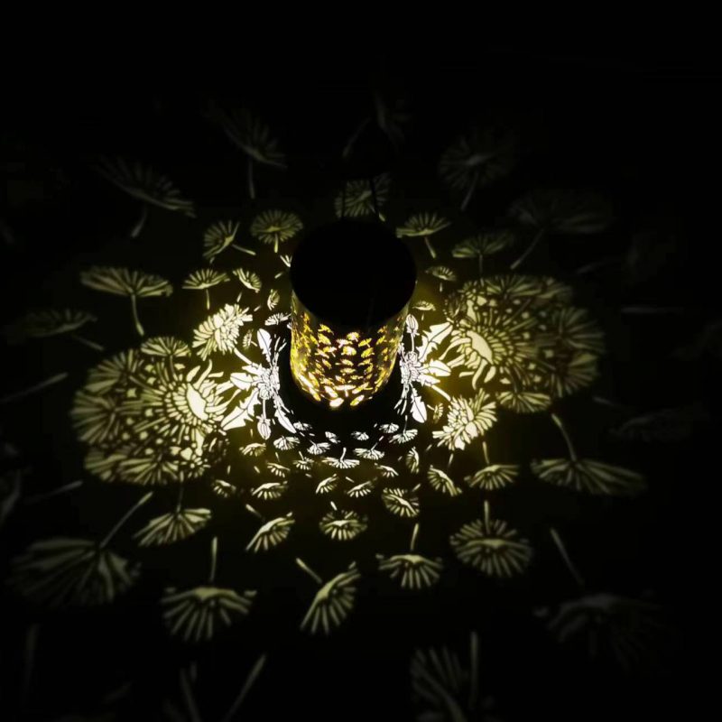 Gorgeous & imaginative Garden Decor - Fusion the retro gold, copper of exteriors and irregular pattern inside, at darkness, the solar lantern casting a bright, warm light with Butterfly pattern, which looks like a Butterfly flying symbolizes change.