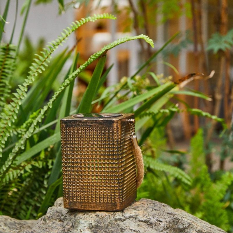 Outdoor Solar Hollow Iron Art Decorative Lamp Square Hole Basket Tungsten Wire Light Garden Lamp Lawn Light