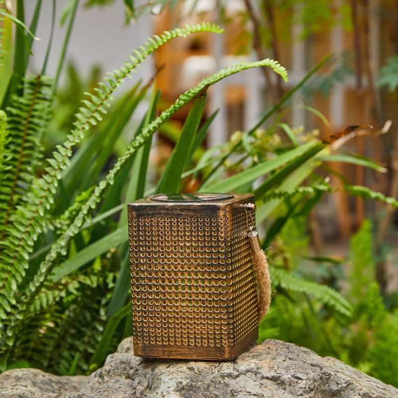 Outdoor Solar Hollow Iron Art Decorative Lamp Square Hole Basket Tungsten Wire Light Garden Lamp Lawn Light