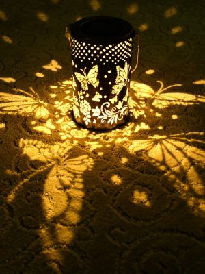 Gorgeous & imaginative Garden Decor - Fusion the retro gold, copper of exteriors and irregular pattern inside, at darkness, the solar lantern casting a bright, warm light with Butterfly pattern, which looks like a Butterfly flying symbolizes change. Long-endurance Solar Power - The outdoor lantern is topped with high-efficiency solar panel; it collects sunlight to charge 6 hours during the day and light up (make sure turn on the switch) at least 8 hours in darkness. Besides, with its waterproof rating of IP65, the solar lantern can work on rainy days as well. Durable & Eco-friendly Material - DIBIEECN hanging large solar lantern is made of latest development, upgraded durable metal, which has thickened and hardened to ensure that it will not deform or be blown away either. No power cord required.