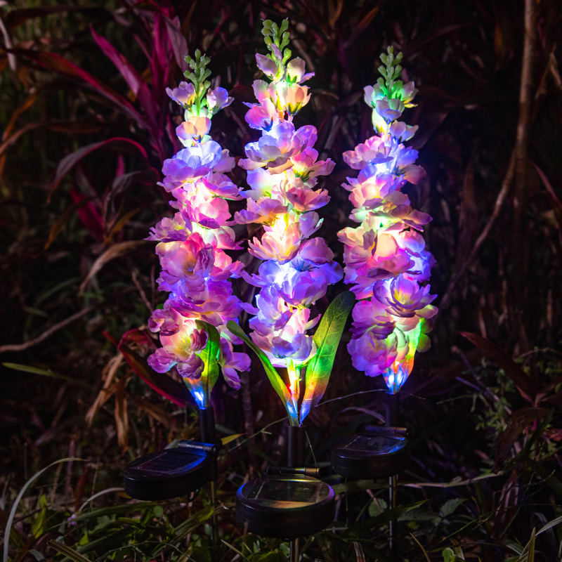 Solar-Powered Violet Garden Lights Waterproof LED Outdoor Decor with Ground Spike Energy-Efficient Landscape Lighting