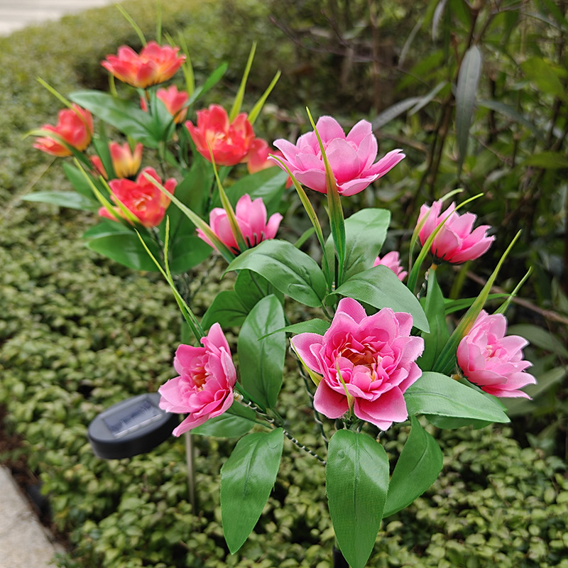 Solar-Powered 7-Head Lotus Peony LED Garden Lights Waterproof Lawn Decor with Ground Spike Festive Outdoor Lighting