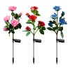 New LED Solar-Powered Rose Garden Lights Realistic Flower Design Waterproof Outdoor Lawn Lights with Ground Spike