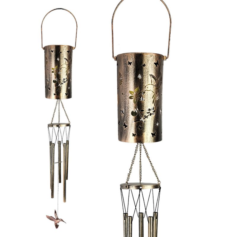 Solar-Powered Wind Chime Butterfly Lantern Outdoor Garden Decor with Waterproof Design Creative Projection Lighting