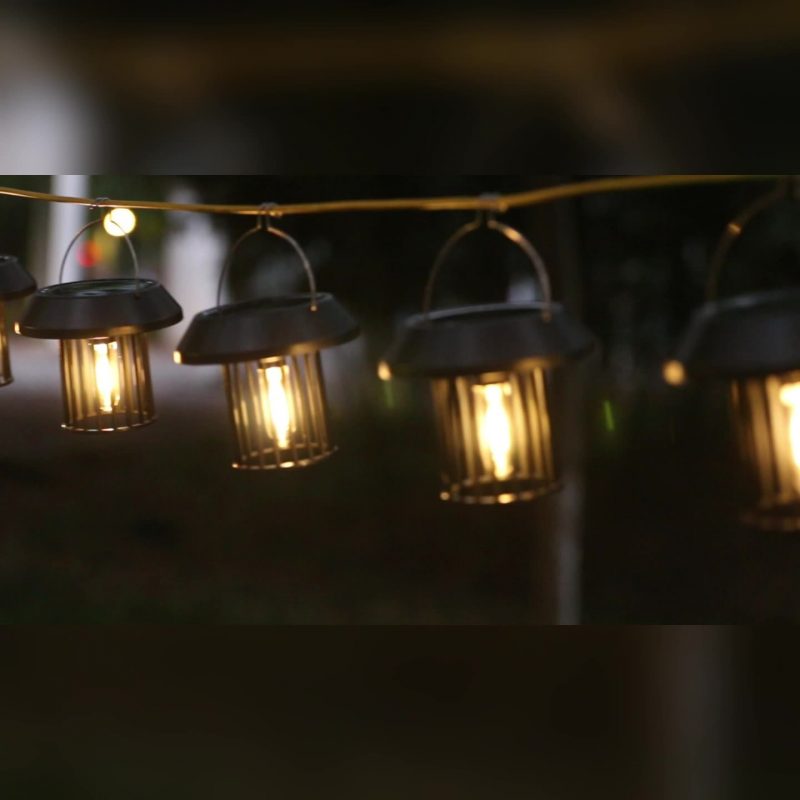 Solar Garden Light Outdoor Waterproof Garden Decor Camping Pendant Light Filament Small Hanging Lamp Vintage Wall Light
