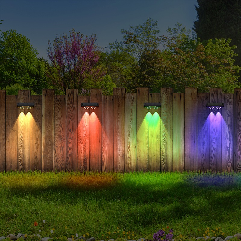 New Solar Outdoor Courtyard Wall Light RGB Colorful Decoration Light Outdoor Corridor Washing Wall Light