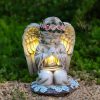 Outdoor Solar Angel Girl Garden Statue Resin Craft Ornament for Yard Decorative Solar-Powered Landscape Light