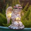 Outdoor Solar Angel Girl Garden Statue Resin Craft Ornament for Yard Decorative Solar-Powered Landscape Light