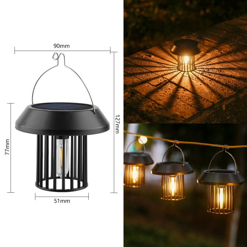 Solar Garden Light Outdoor Waterproof Garden Decor Camping Pendant Light Filament Small Hanging Lamp Vintage Wall Light