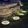 Solar Ground Lights IP68 Waterproof Outdoor 12 LED Solar Powered Disc Pathway Lights for Garden Lawn Patio Yard Path Landscape
