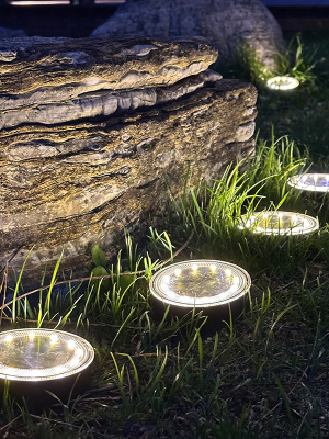 Solar Ground Lights IP68 Waterproof Outdoor 12 LED Solar Powered Disc Pathway Lights for Garden Lawn Patio Yard Path Landscape