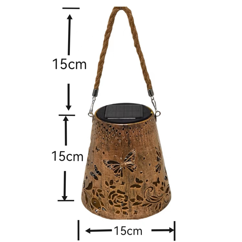 Solar Butterfly Light Outdoor Garden Decoration Waterproof Hollow Design Iron Lantern Garden Light