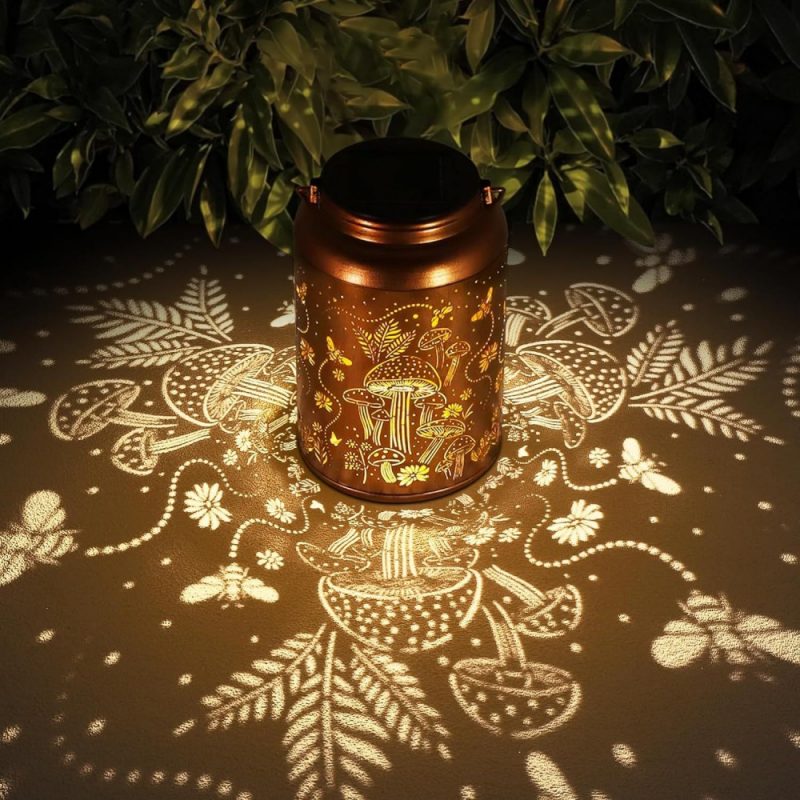 Solar Lanterns Outdoor Waterproof Bee Mushroom Decoration for Women Mon Hanging Solar Lights for Yard Patio Garden Decor