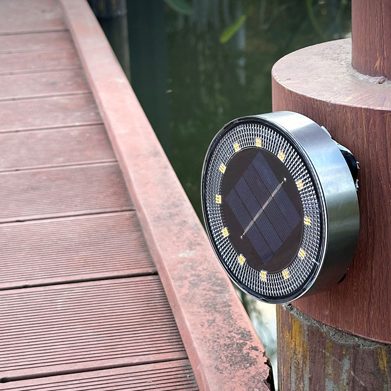 Solar Ground Lights IP68 Waterproof Outdoor 12 LED Solar Powered Disc Pathway Lights for Garden Lawn Patio Yard Path Landscape