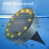 Solar Ground Lights IP68 Waterproof Outdoor 12 LED Solar Powered Disc Pathway Lights for Garden Lawn Patio Yard Path Landscape