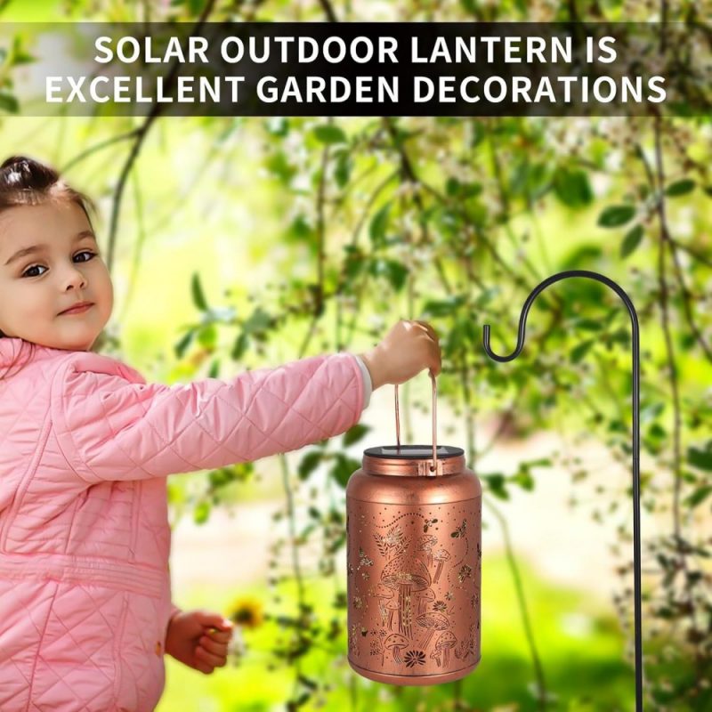 Solar Lanterns Outdoor Waterproof Bee Mushroom Decoration for Women Mon Hanging Solar Lights for Yard Patio Garden Decor