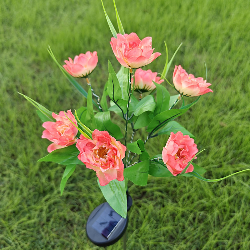 Solar-Powered 7-Head Lotus Peony LED Garden Lights Waterproof Lawn Decor with Ground Spike Festive Outdoor Lighting