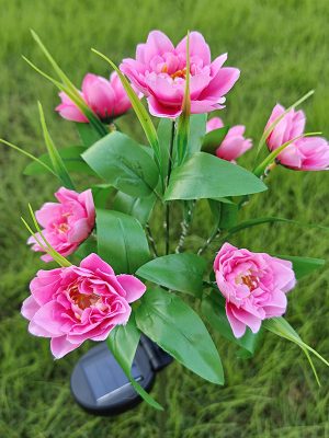 Solar-Powered 7-Head Lotus Peony LED Garden Lights Waterproof Lawn Decor with Ground Spike Festive Outdoor Lighting