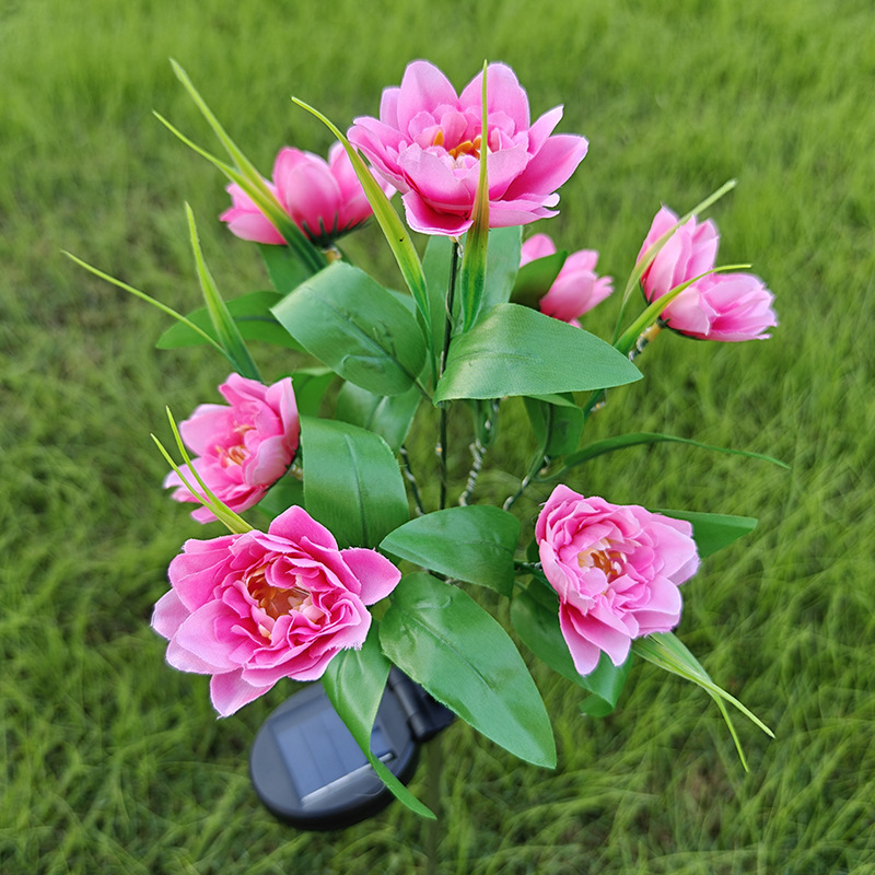 Solar-Powered 7-Head Lotus Peony LED Garden Lights Waterproof Lawn Decor with Ground Spike Festive Outdoor Lighting