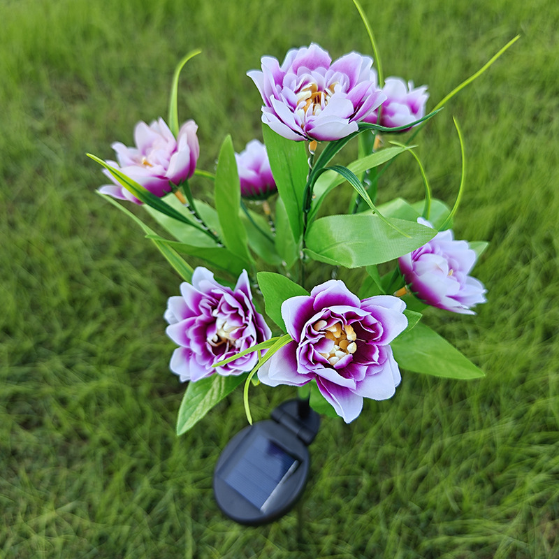 Solar-Powered 7-Head Lotus Peony LED Garden Lights Waterproof Lawn Decor with Ground Spike Festive Outdoor Lighting