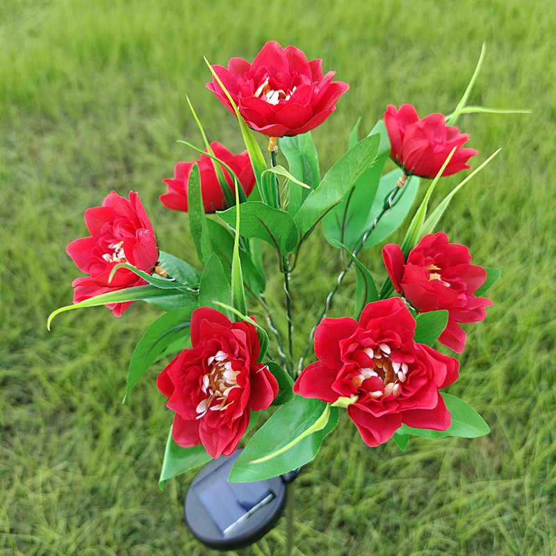 Solar-Powered 7-Head Lotus Peony LED Garden Lights Waterproof Lawn Decor with Ground Spike Festive Outdoor Lighting