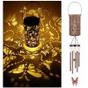 Solar-Powered Wind Chime Butterfly Lantern Outdoor Garden Decor with Waterproof Design Creative Projection Lighting