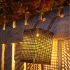 Outdoor Solar Hollow Iron Art Decorative Lamp Square Hole Basket Tungsten Wire Light Garden Lamp Lawn Light