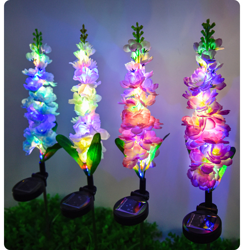 Solar-Powered Violet Garden Lights Waterproof LED Outdoor Decor with Ground Spike Energy-Efficient Landscape Lighting
