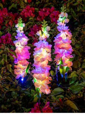 Solar-Powered Violet Garden Lights Waterproof LED Outdoor Decor with Ground Spike Energy-Efficient Landscape Lighting