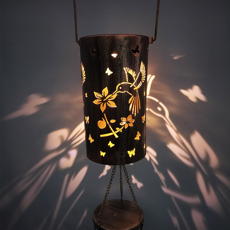Solar-Powered Wind Chime Butterfly Lantern Outdoor Garden Decor with Waterproof Design Creative Projection Lighting