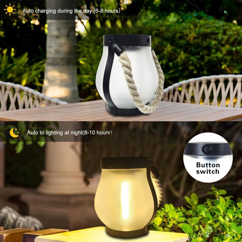 Solar Jute Flame Light USB Rechargeable Outdoor Courtyard Decoration Waterproof Hanging Multi-Functional Lighting