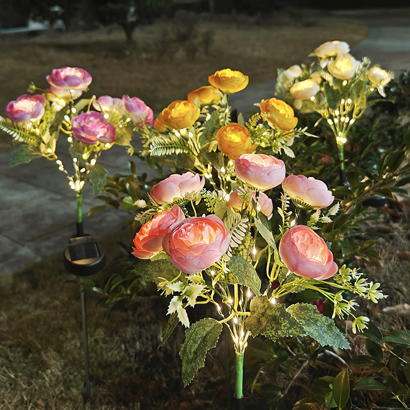 Solar-Powered 7-Head Lotus Peony LED Garden Lights Waterproof Lawn Decor with Ground Spike Festive Outdoor Lighting