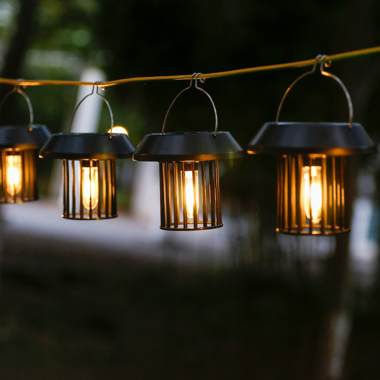 Solar Garden Light Outdoor Waterproof Garden Decor Camping Pendant Light Filament Small Hanging Lamp Vintage Wall Light