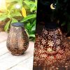 Solar Snowflake Metal Hanging Light Iron Christmas Lantern Outdoor Garden Projector Waterproof Yard Light