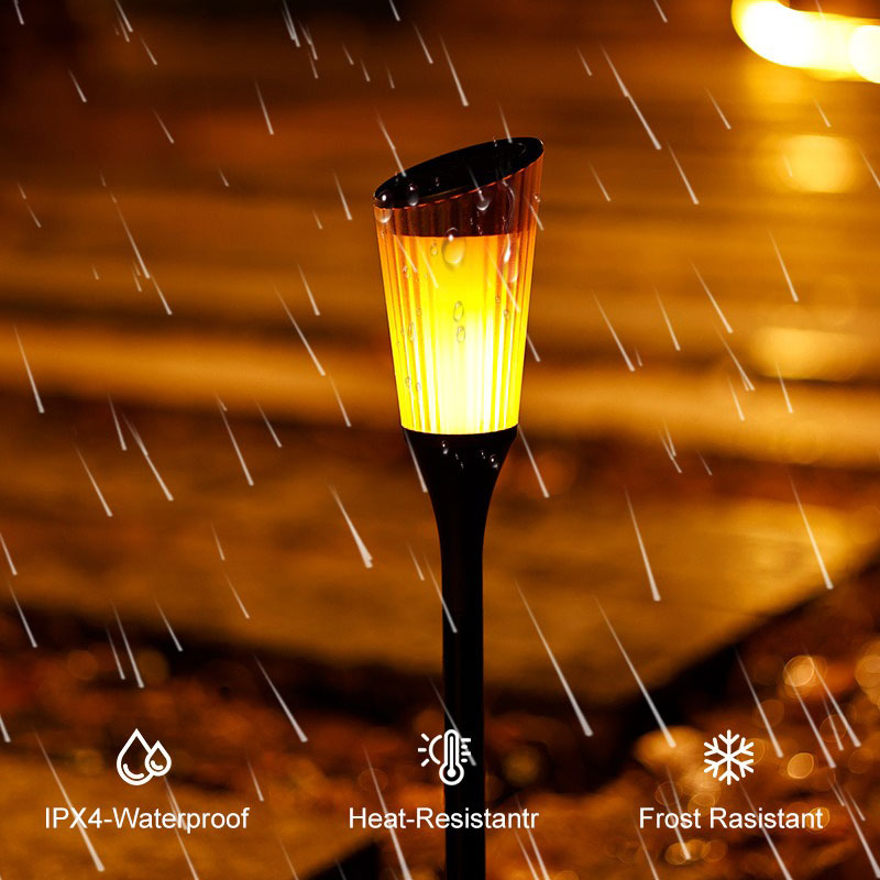 Solar-Powered Lawn Flame Light Outdoor Garden Yard Lamp with Tilted Solar Panel Ground-Stake Decorative Landscape Lighting