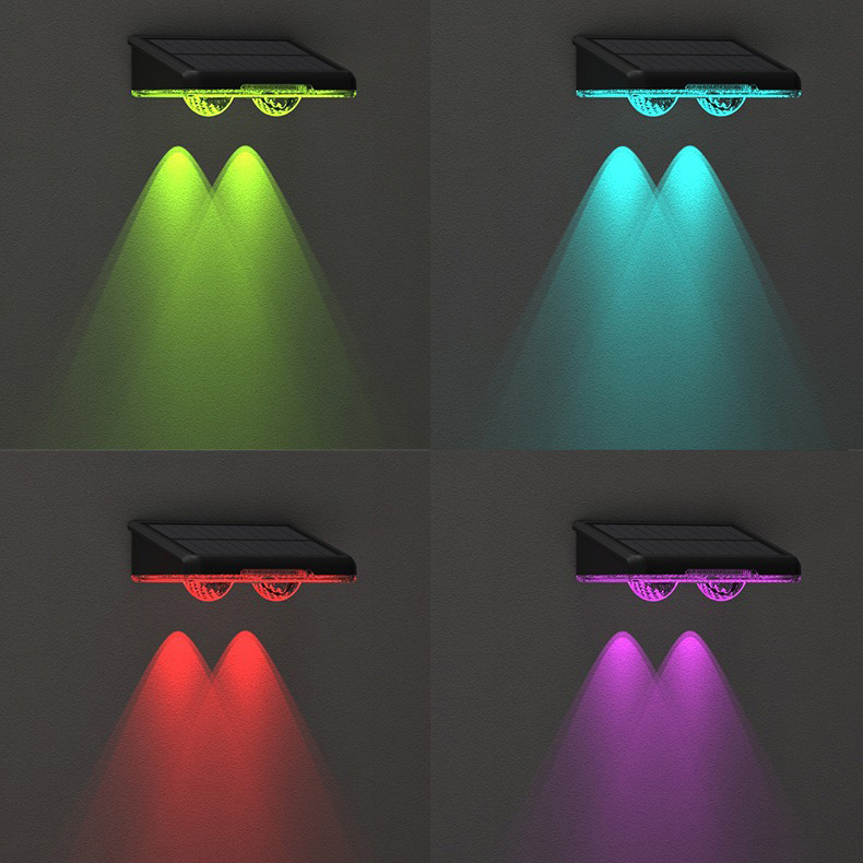 New Solar Outdoor Courtyard Wall Light RGB Colorful Decoration Light Outdoor Corridor Washing Wall Light