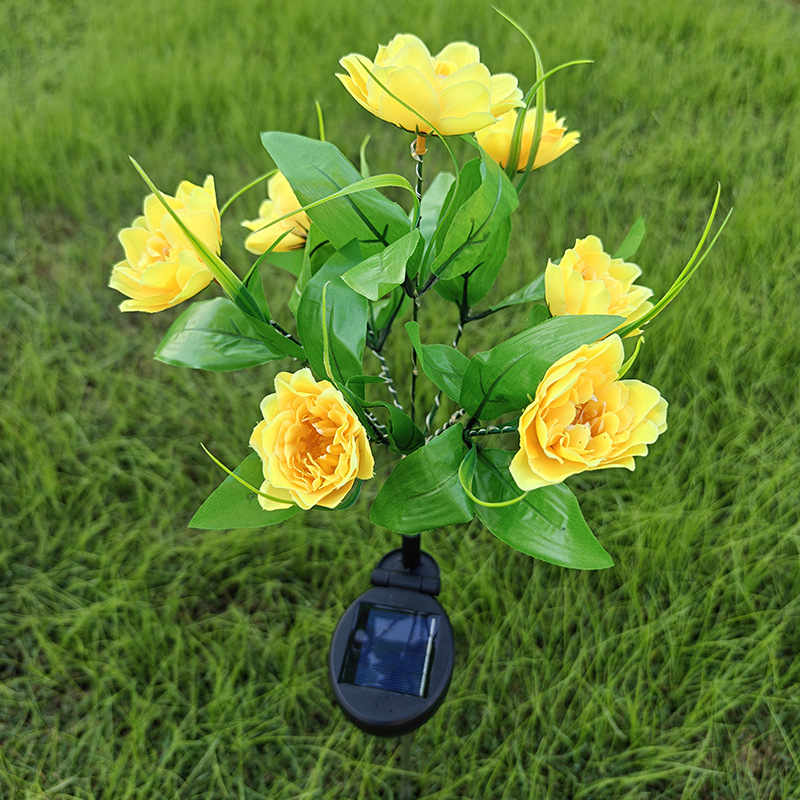 Solar-Powered 7-Head Lotus Peony LED Garden Lights Waterproof Lawn Decor with Ground Spike Festive Outdoor Lighting