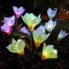New 4-Head Solar-Powered Magnolia Jasmine Garden Lights Festive LED Decor for Patio Lawn Garden Waterproof Energy-Efficient